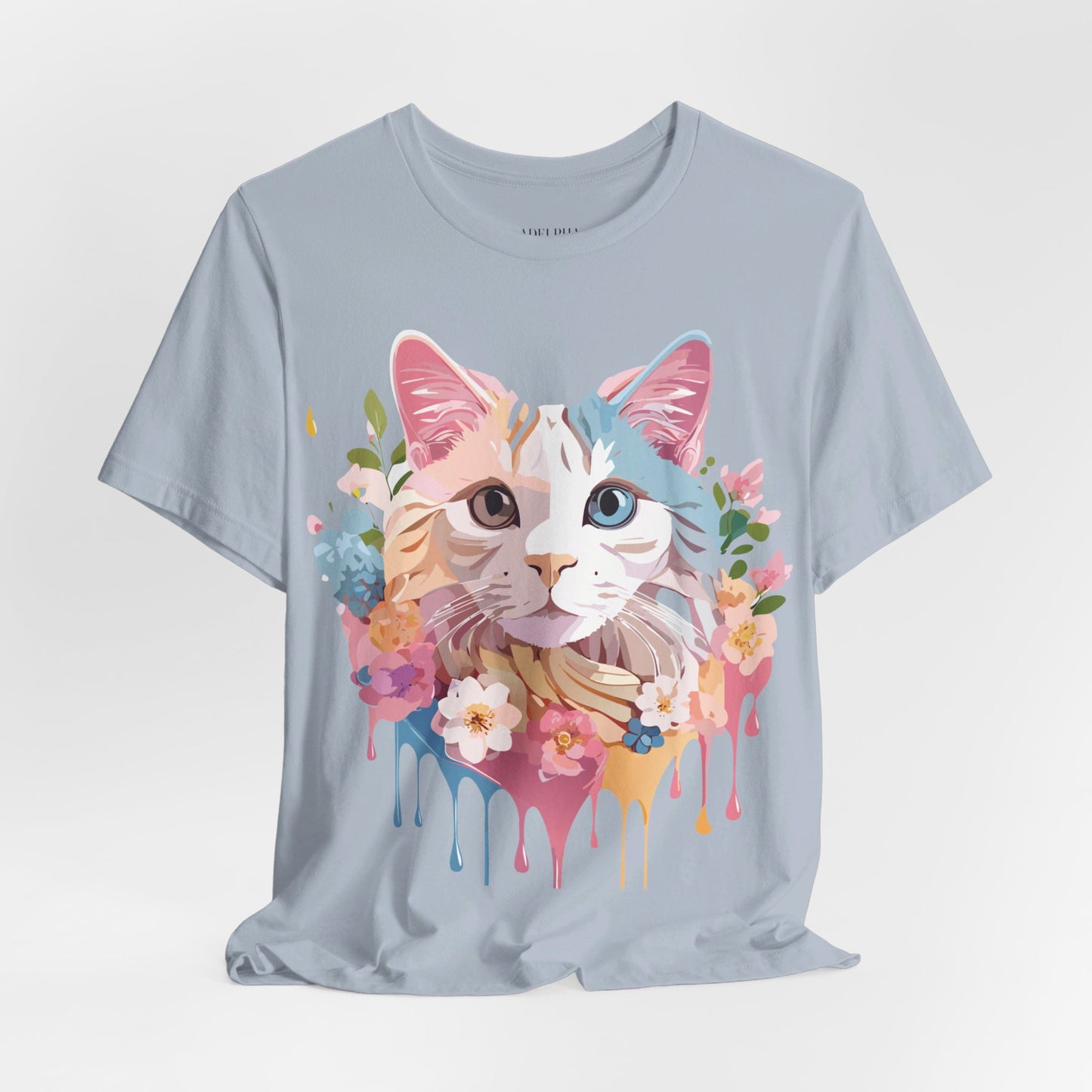 Natural Cotton Tee Shirt with Cat