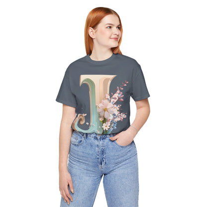 Natural Cotton Tee Shirt - Letters Collection - J Printify