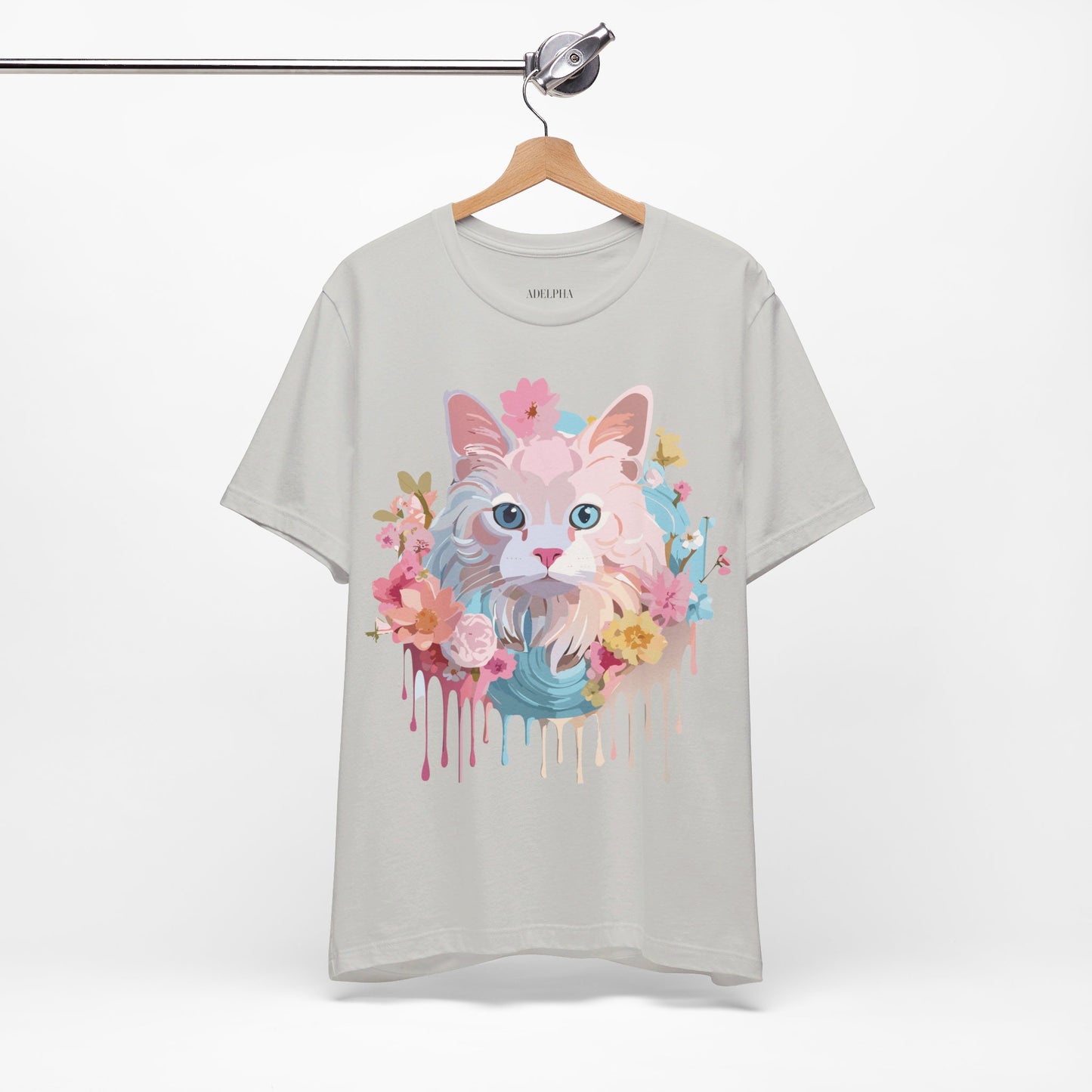 Natural Cotton Tee Shirt with Cat