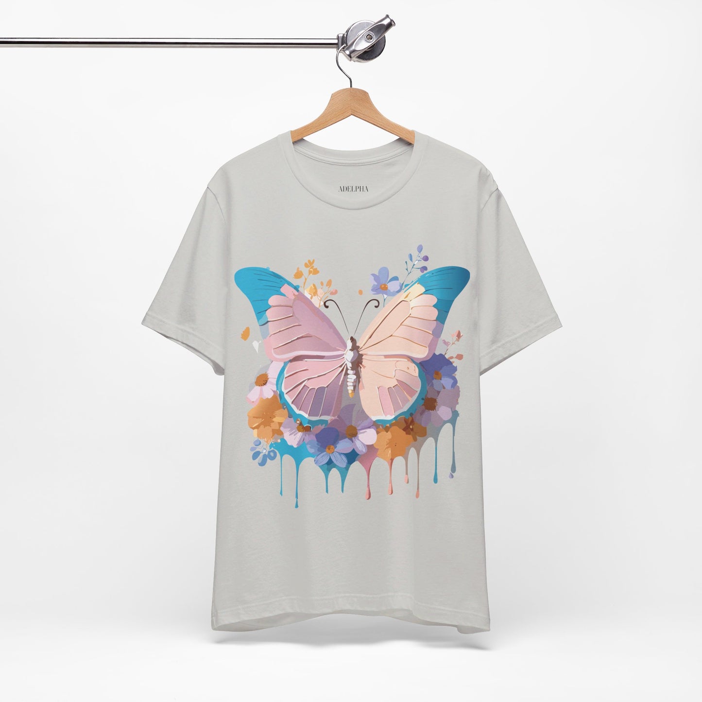 Natural Cotton Tee Shirt with Butterfly