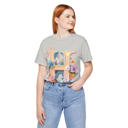 Natural Cotton Tee Shirt - Letters Collection - H Printify