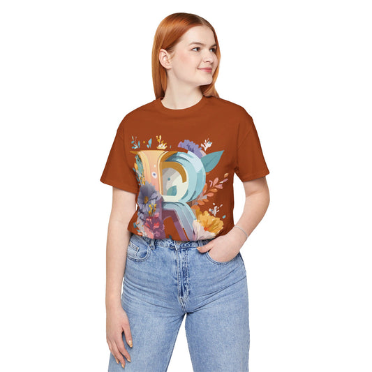 Natural Cotton Tee Shirt - Letters Collection - R Printify