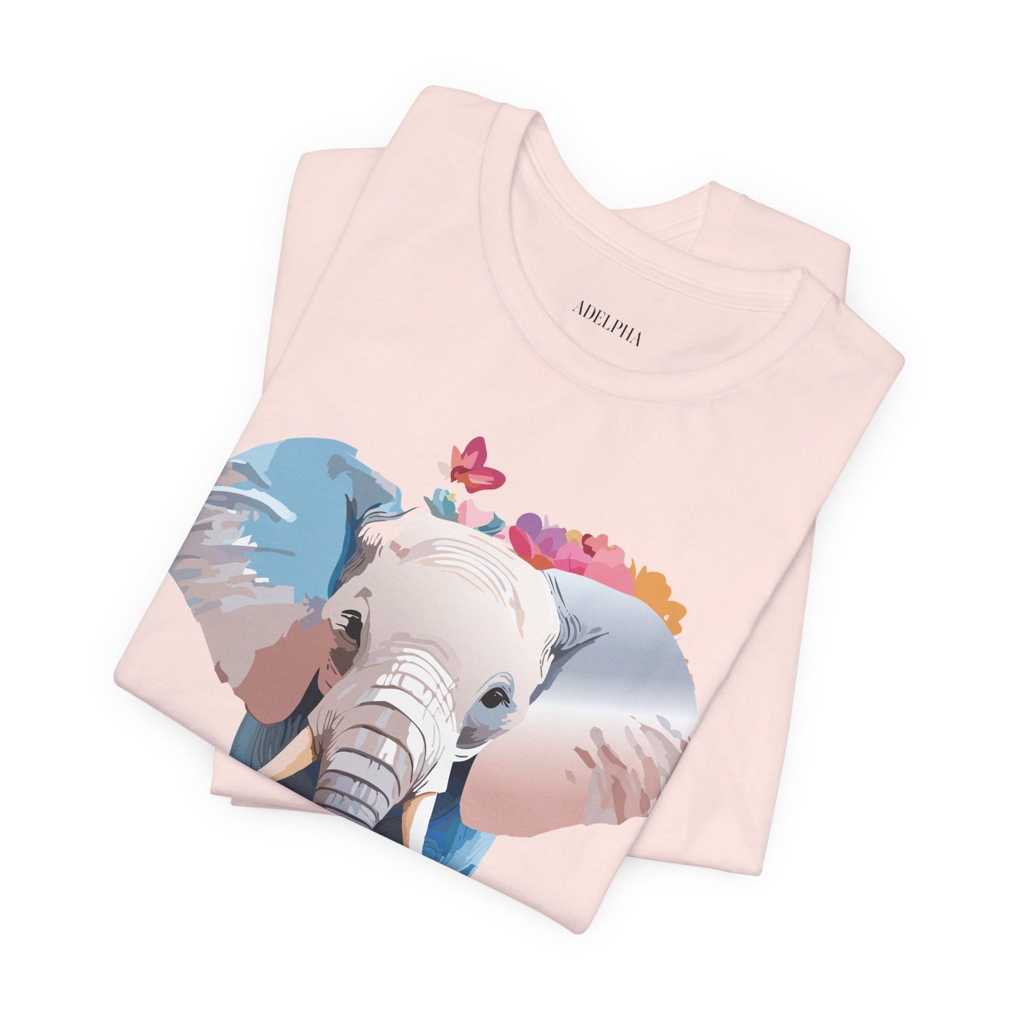 T-shirt en coton naturel avec motif éléphant