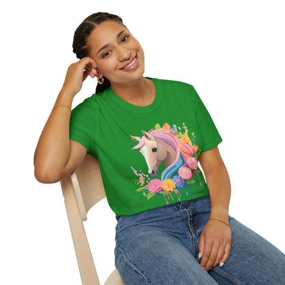 Unisex Horse Shirt Soft Cotton Tee With Animal Artwork Gildan Softstyle
