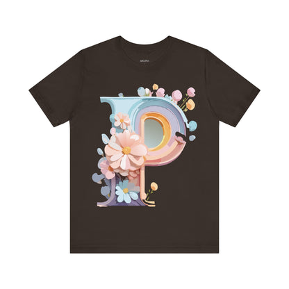 Natural Cotton Tee Shirt - Letters Collection - P Printify