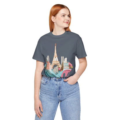 Natural Cotton Tee Shirt - Beautiful Places Collection - Paris Printify