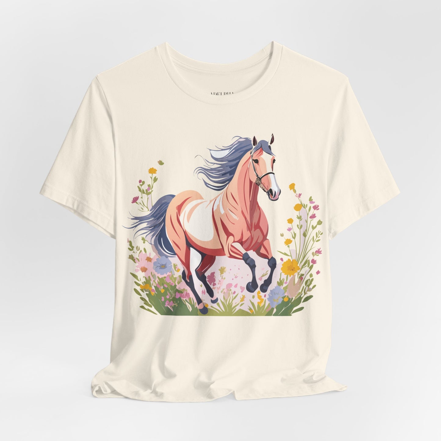 Natural Cotton Tee Shirt with Horse