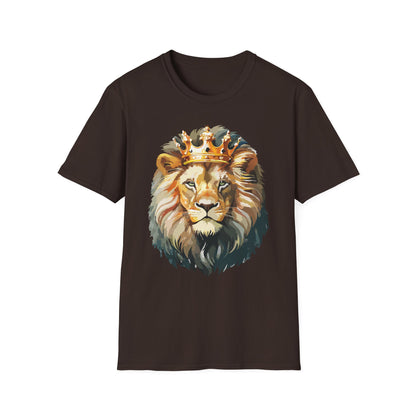 Unisex Lion Print T Shirt Softstyle 64000 One Hundred Percent Ring Spun Cotton