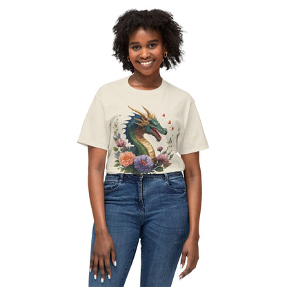 Dragon Art Design Shirt Unisex Cotton T Shirt Floral Print Tee