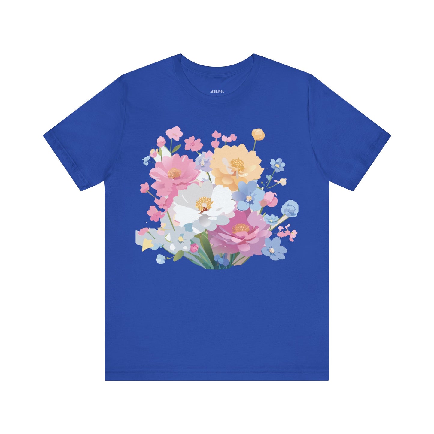 Natural Cotton Tee Shirt with Flowers