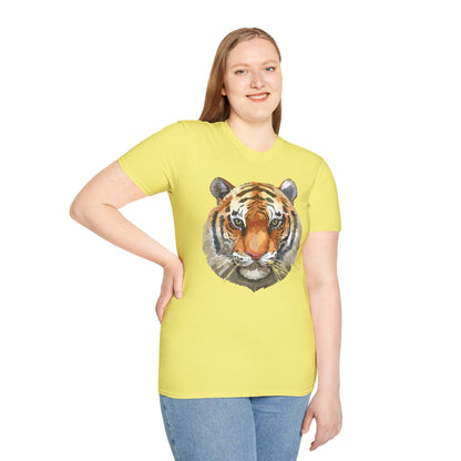Tiger Print Unisex T Shirt Softstyle 64000 Gildan Ring Spun Cotton Tee