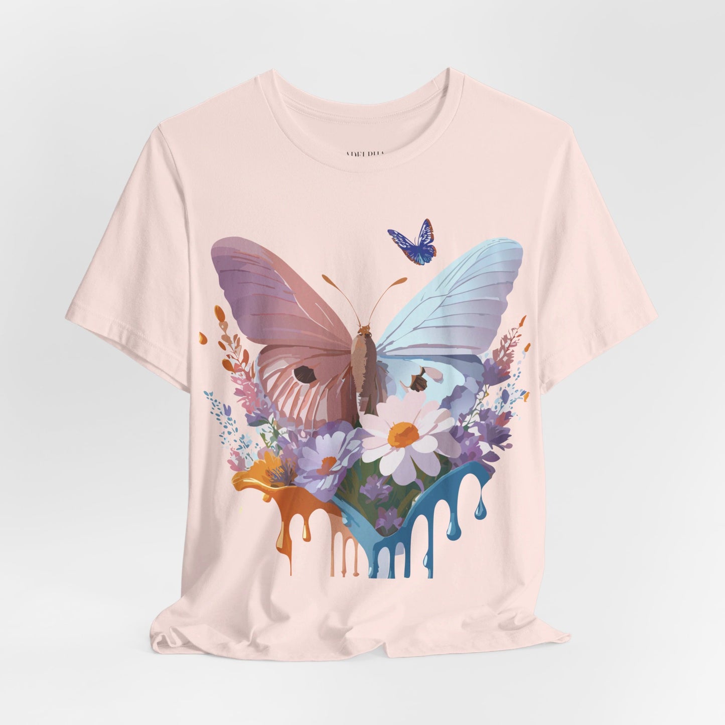 Natural Cotton Tee Shirt with Butterfly