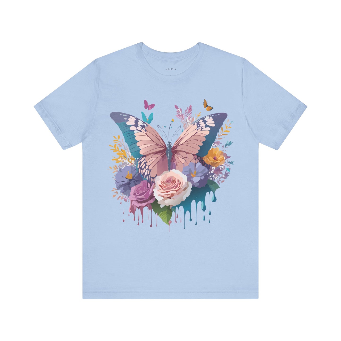 Natural Cotton Tee Shirt with Butterfly