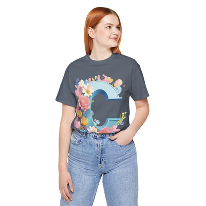 Natural Cotton Tee Shirt - Letters Collection - C Printify