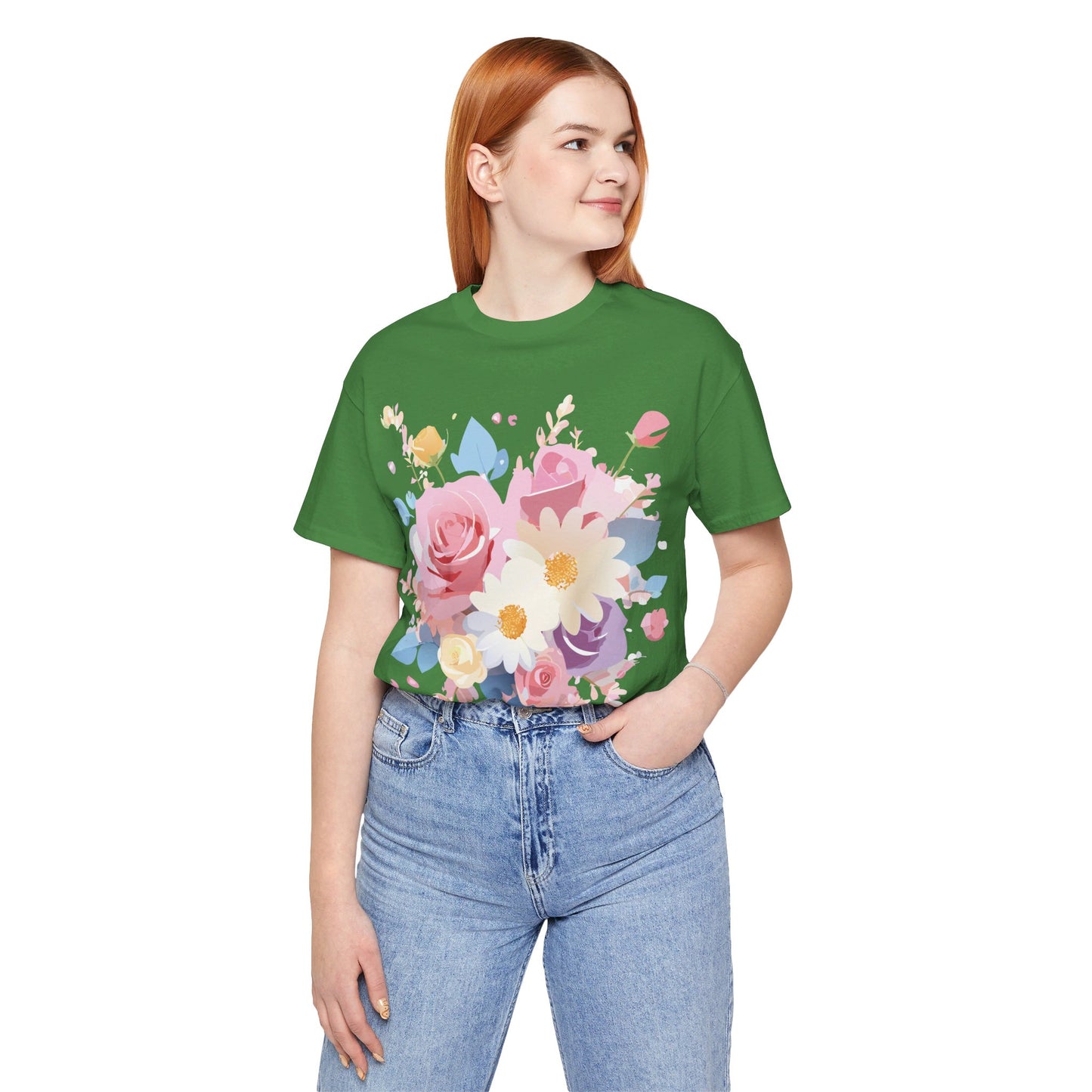 T-Shirt aus natürlicher Baumwolle mit Blumen