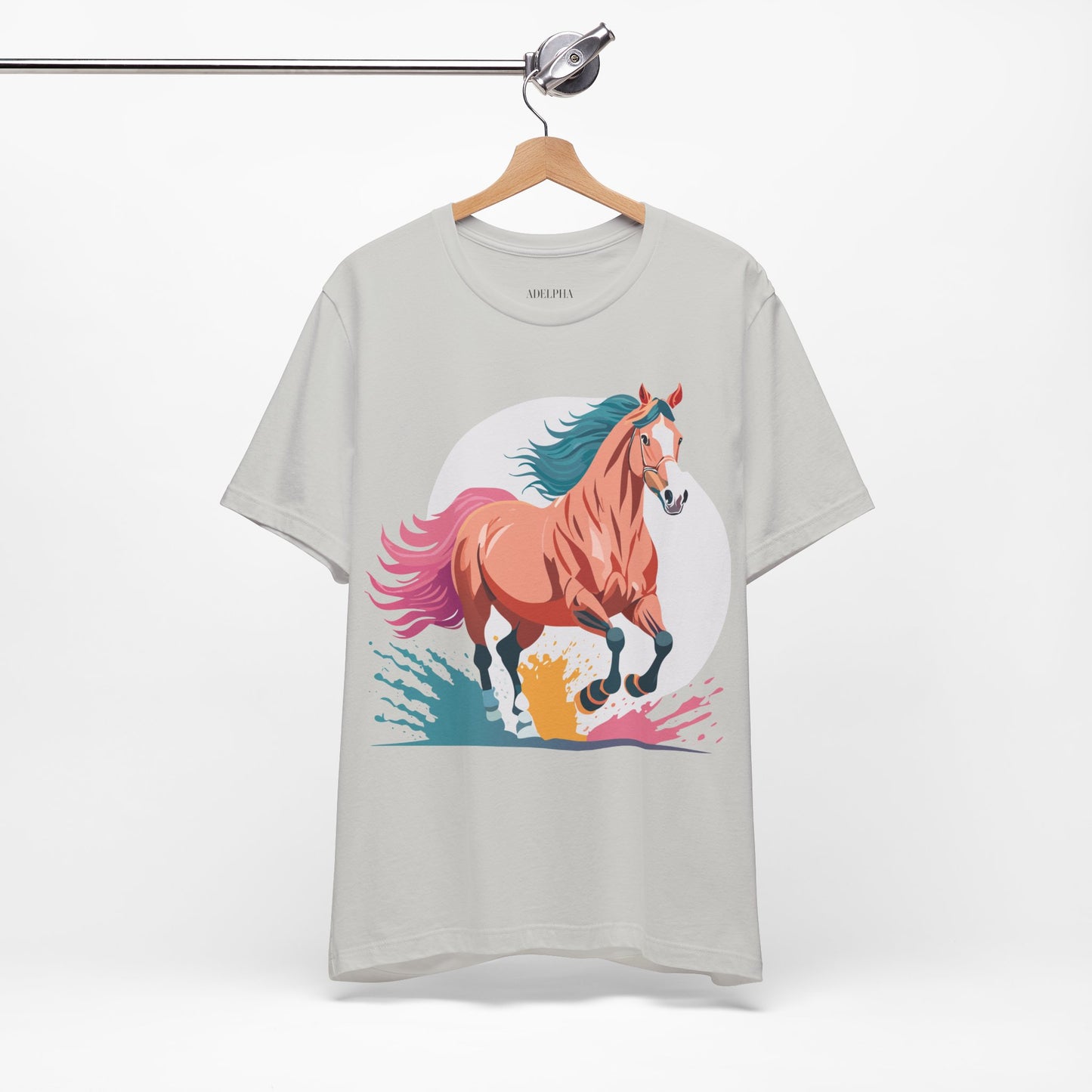 Natural Cotton Tee Shirt with Horse