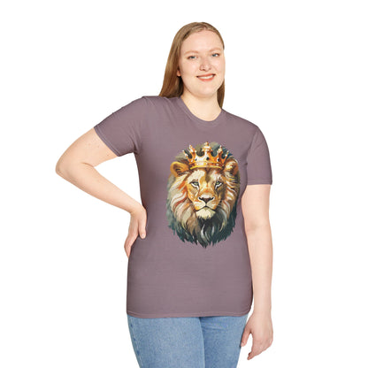 Unisex Lion Print T Shirt Softstyle 64000 One Hundred Percent Ring Spun Cotton