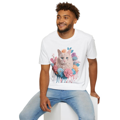 Cat Shirt Unisex Short Sleeve Cat Tee Kitten Design Gildan Softstyle 64000 Tee