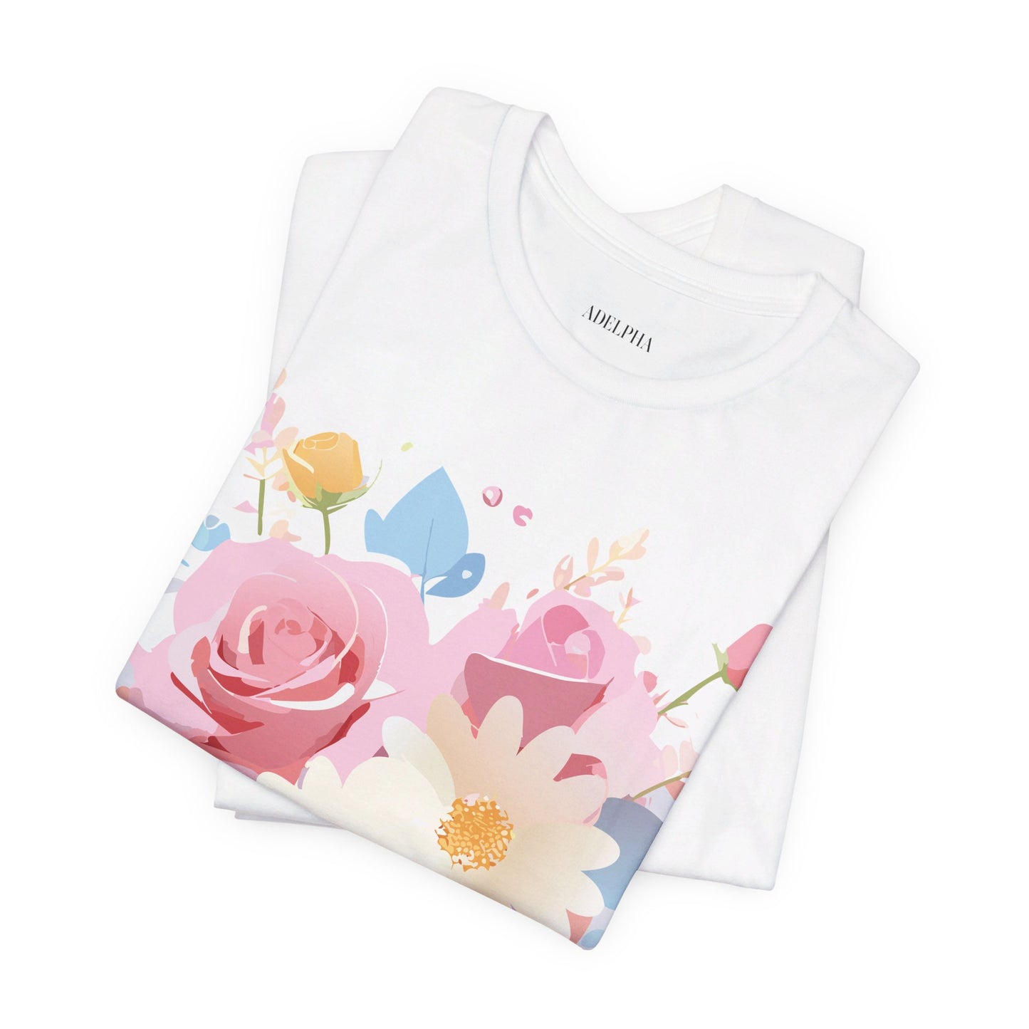 T-shirt en coton naturel avec fleurs