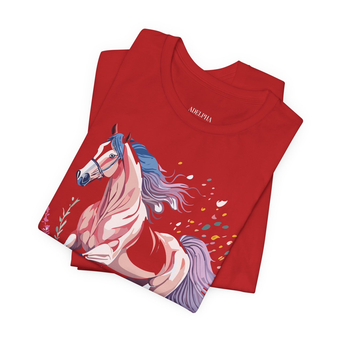 Natural Cotton Tee Shirt with Horse