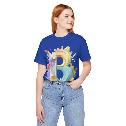 Natural Cotton Tee Shirt - Letters Collection - B Printify