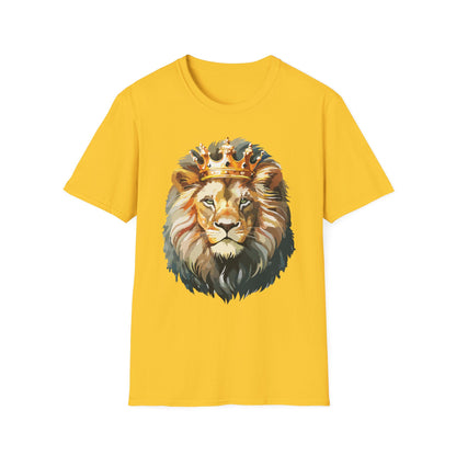 Unisex Lion Print T Shirt Softstyle 64000 One Hundred Percent Ring Spun Cotton