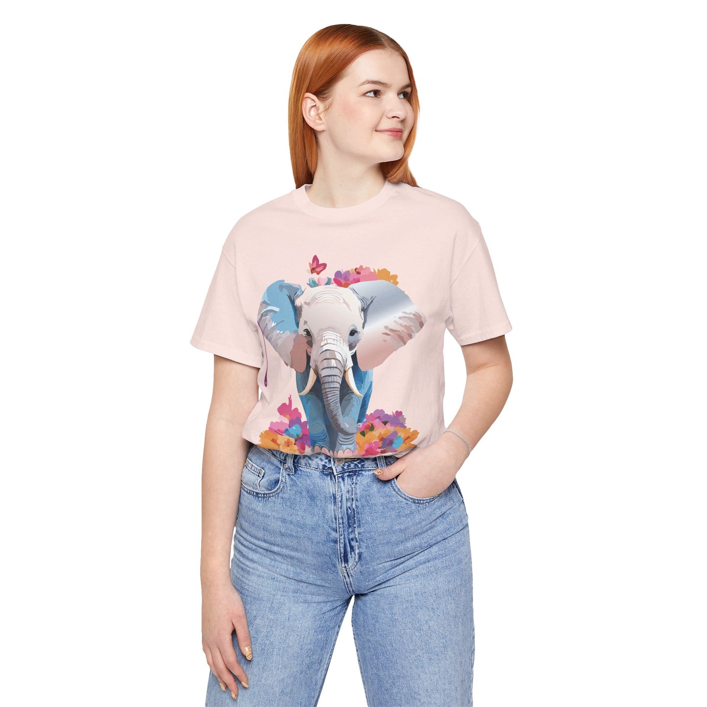 T-shirt en coton naturel avec motif éléphant