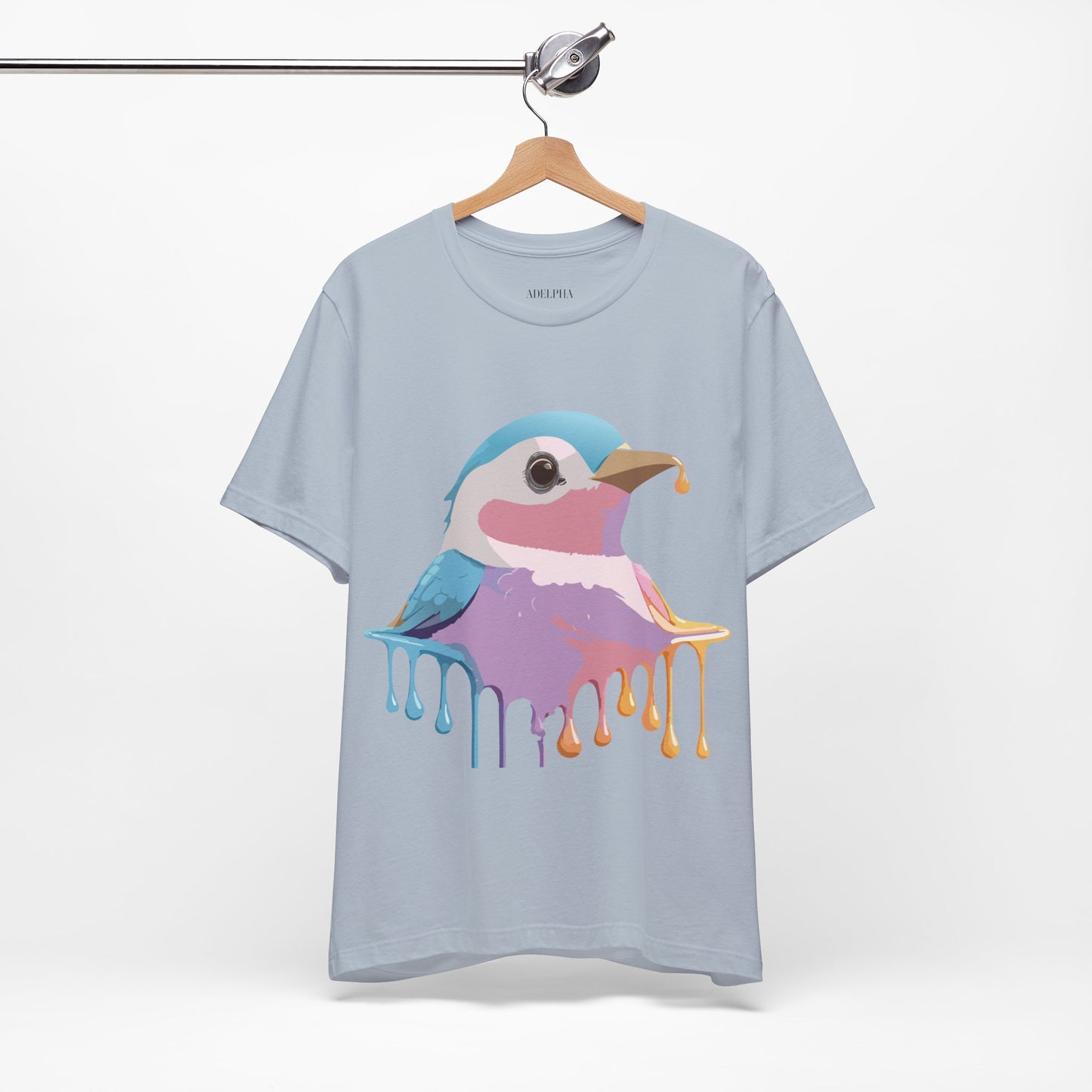 Natural Cotton Tee Shirt with Bird