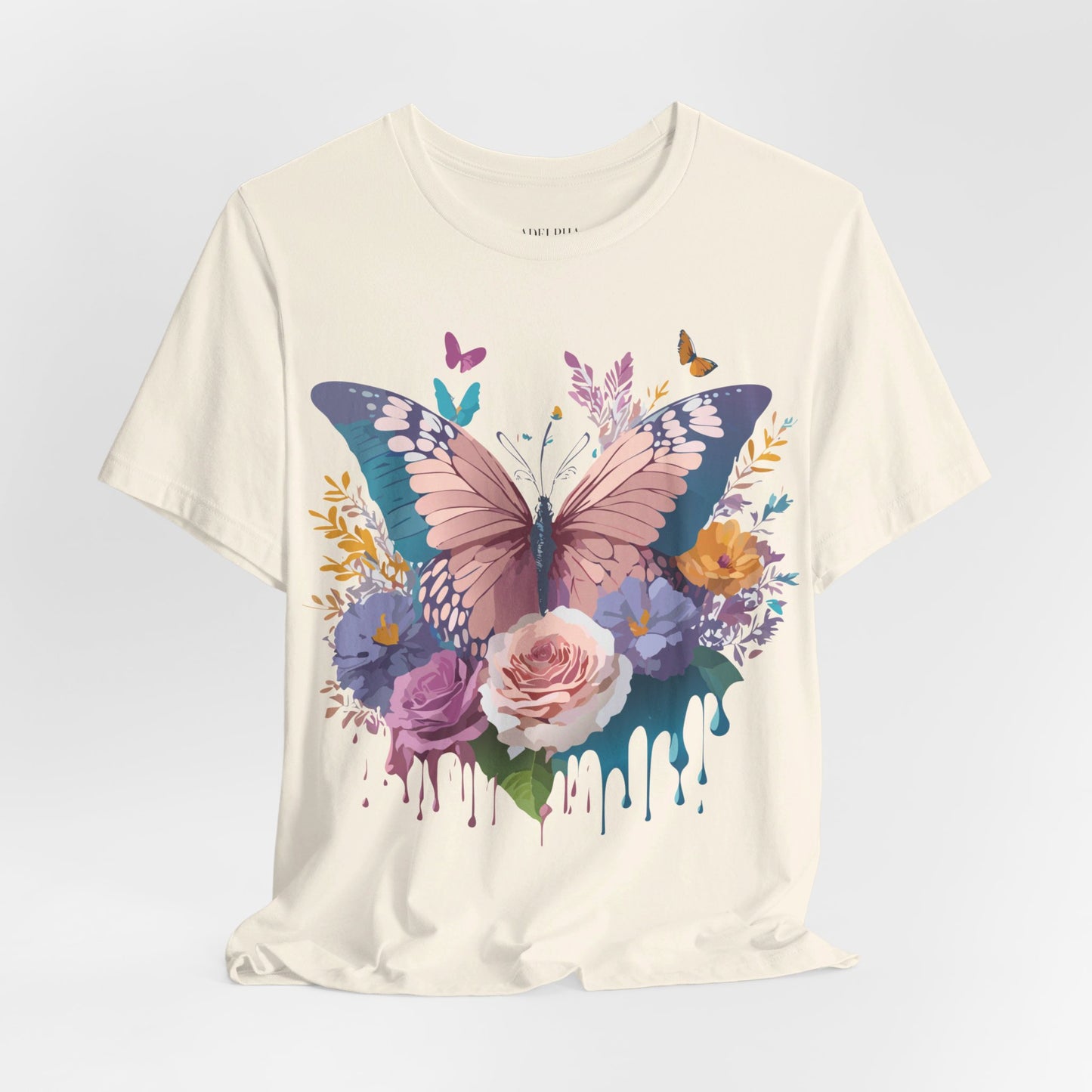 Natural Cotton Tee Shirt with Butterfly