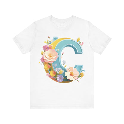 Natural Cotton Tee Shirt - Letters Collection - C Printify