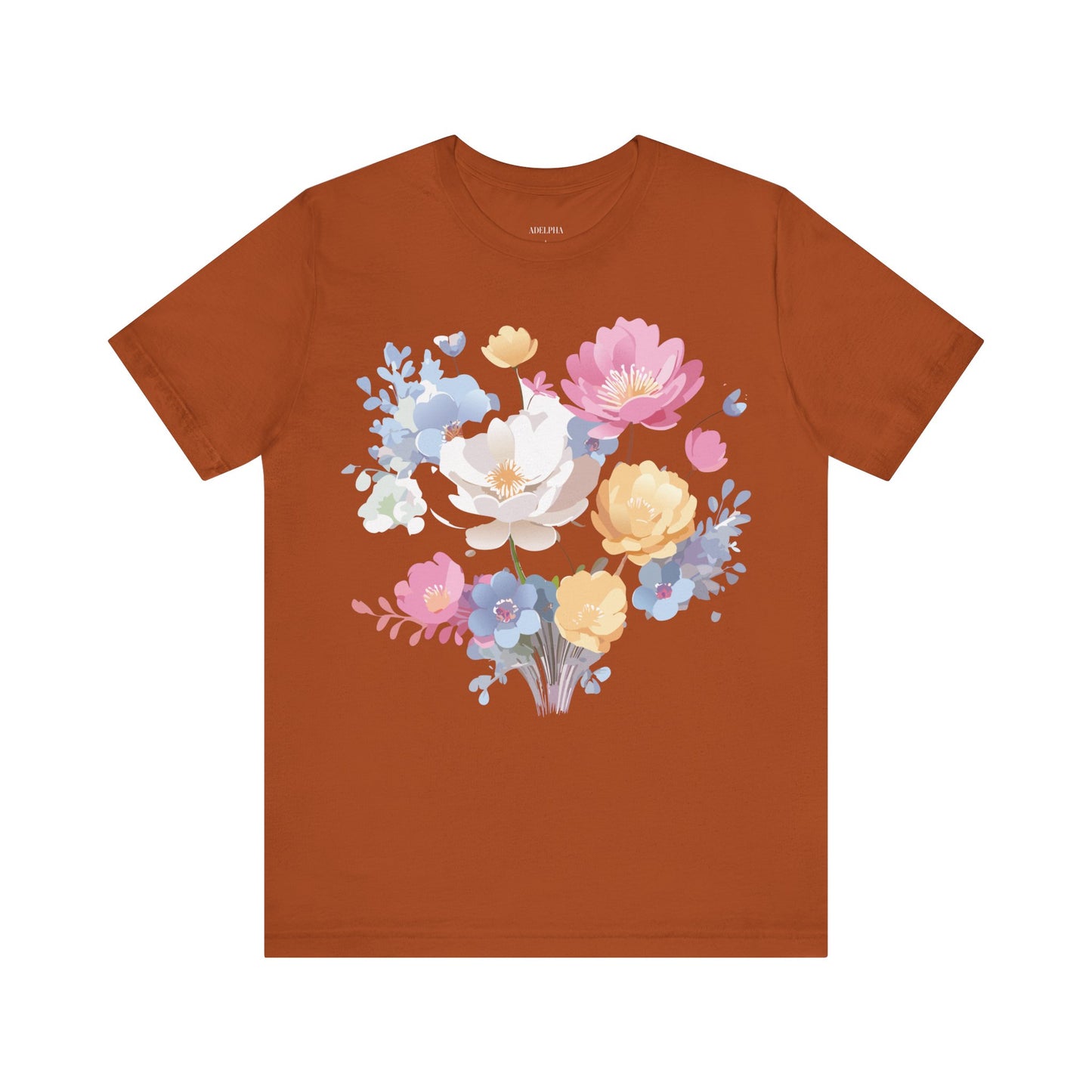 Natural Cotton Tee Shirt with Flowers