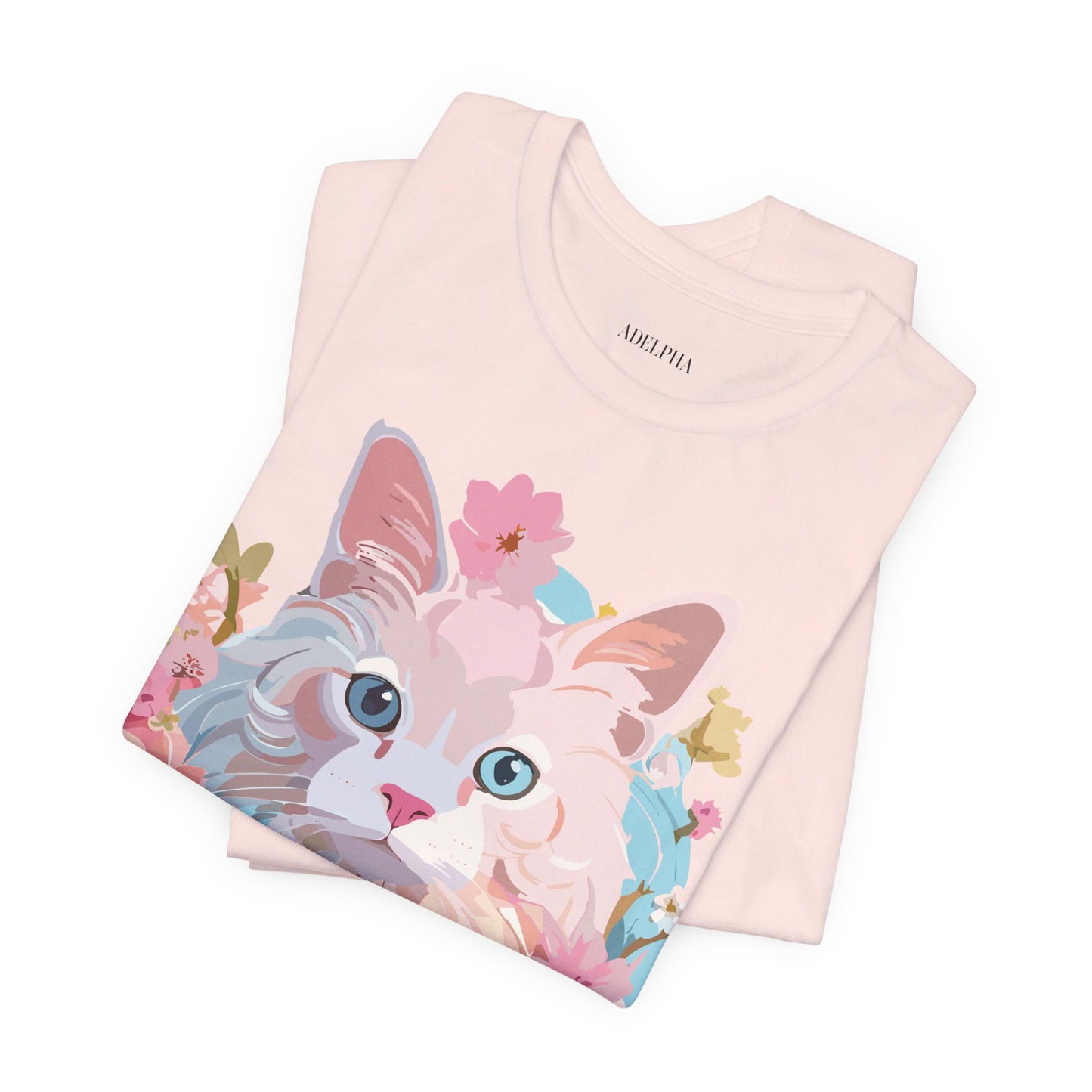 Natural Cotton Tee Shirt with Cat