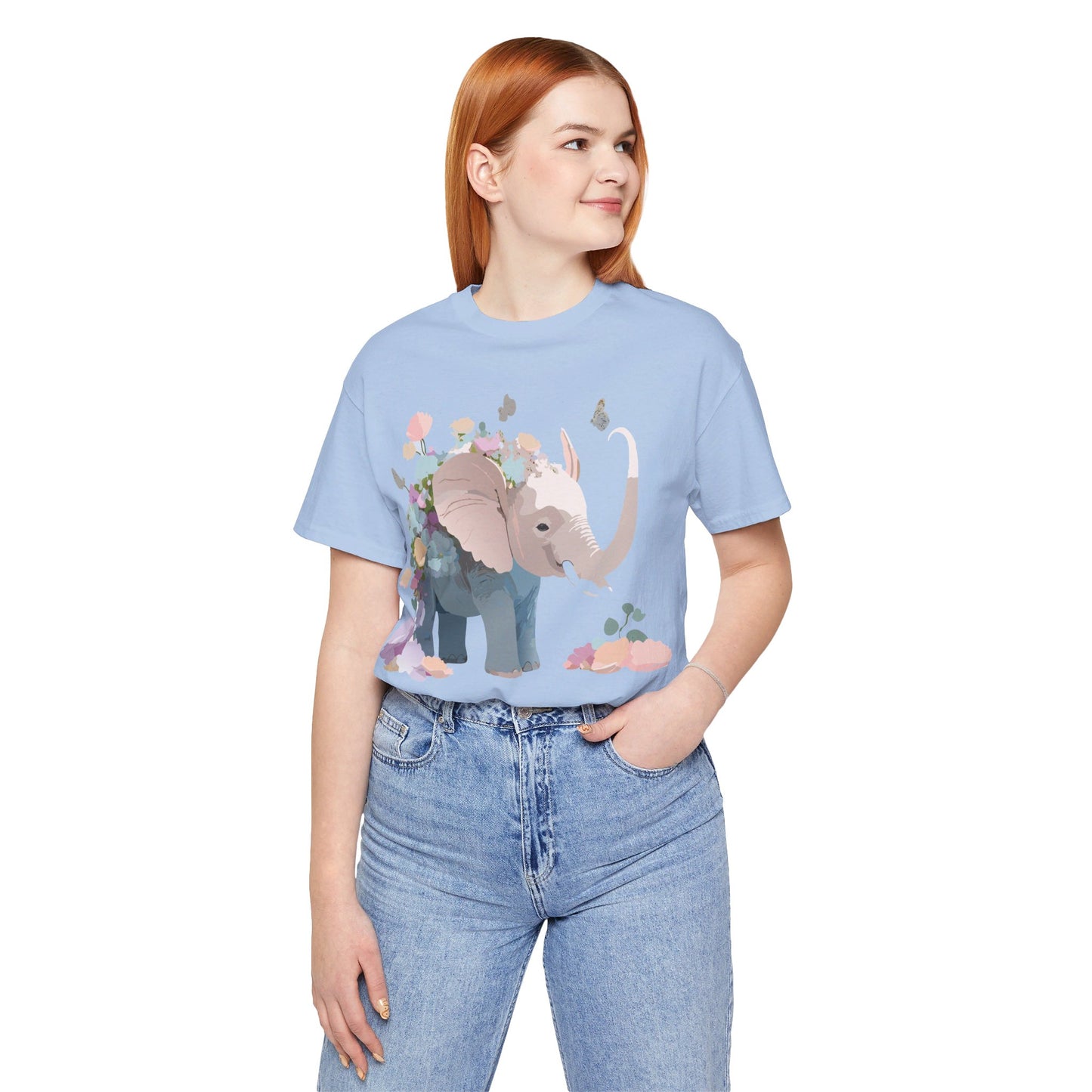 Natural Cotton Tee Shirt with Elephant