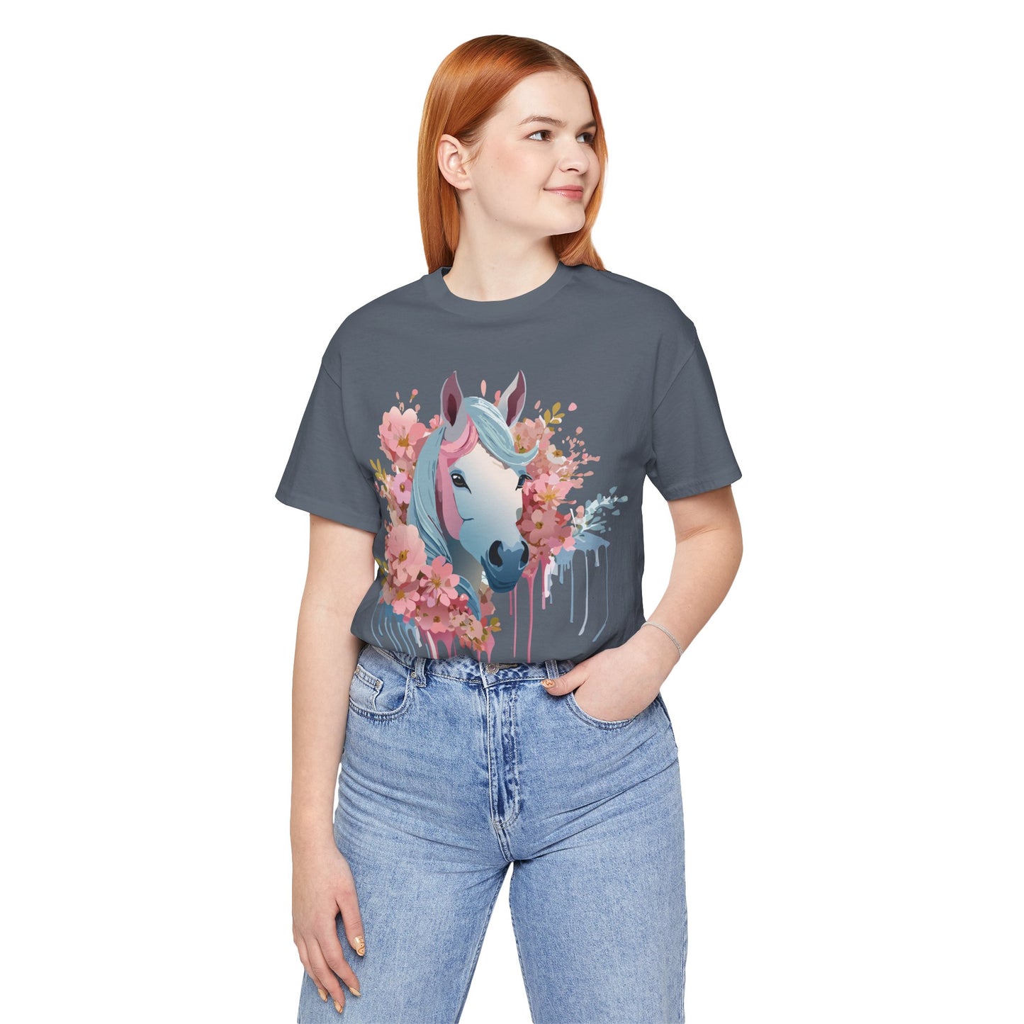 Natural Cotton Tee Shirt with Horse