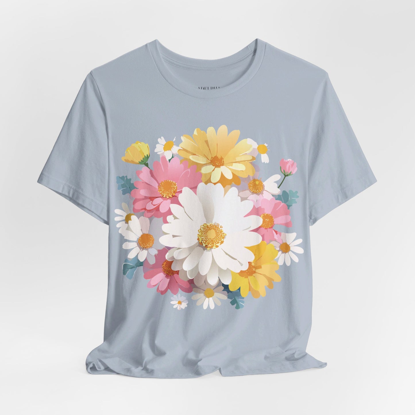 Natural Cotton Tee Shirt with Flowers