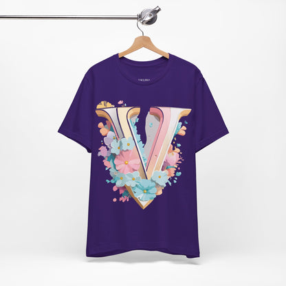 Natural Cotton Tee Shirt - Letters Collection - V Printify