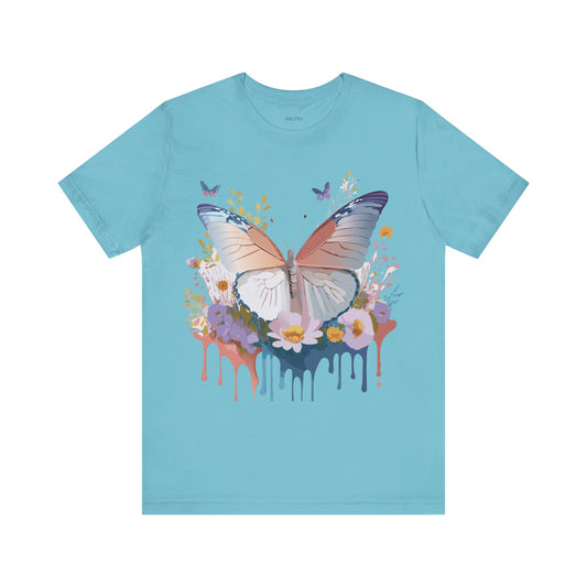 Natural Cotton Tee Shirt with Butterfly