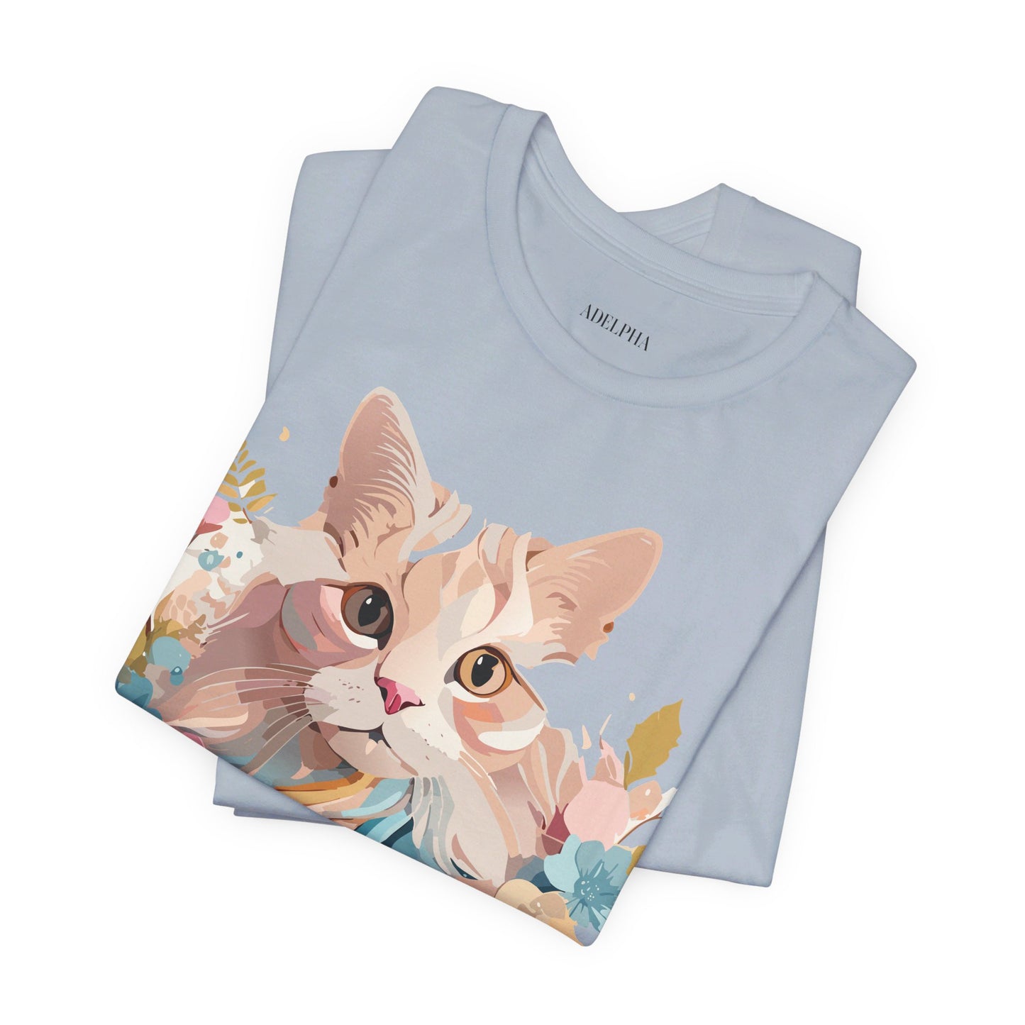 Natural Cotton Tee Shirt with Cat