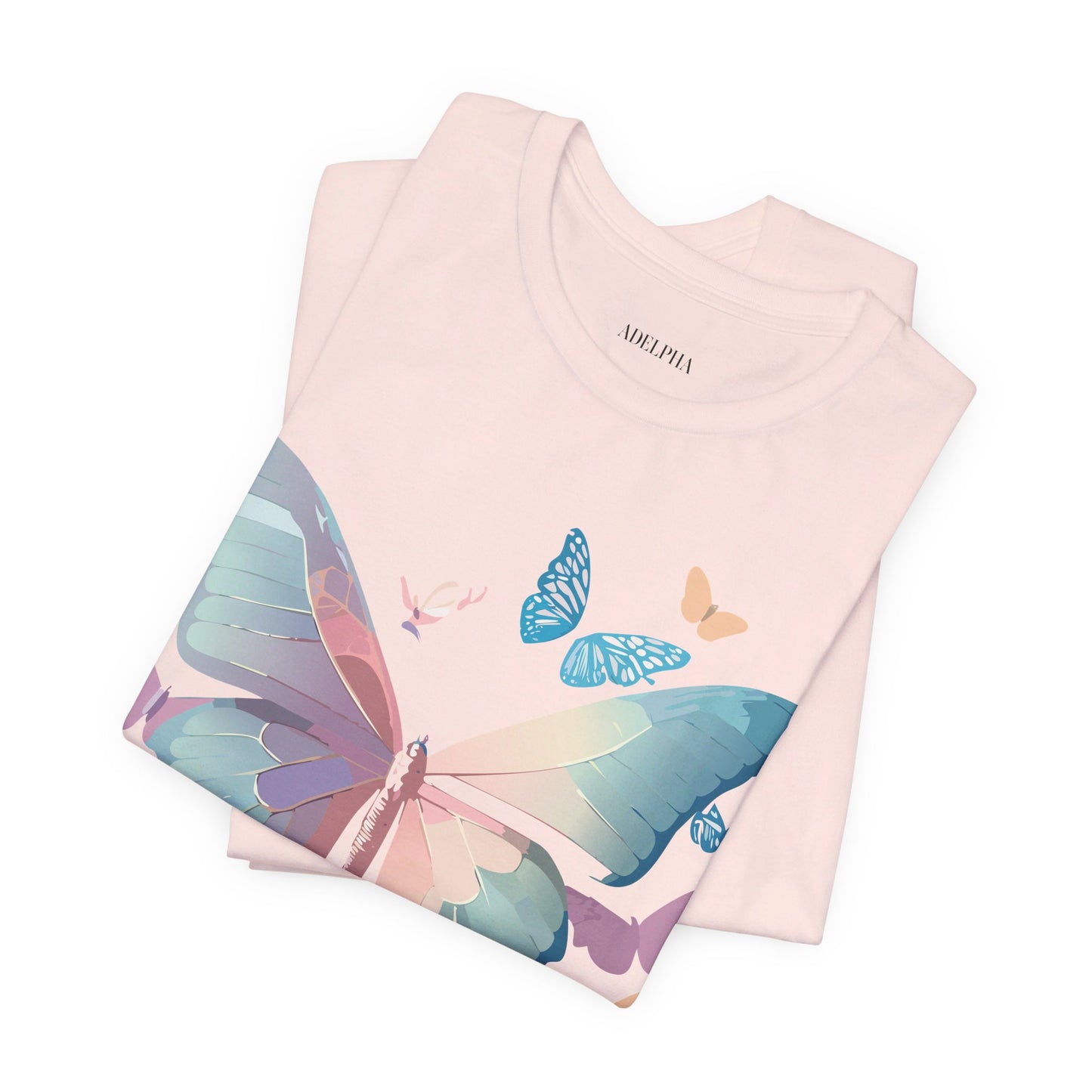 Natural Cotton Tee Shirt with Butterfly