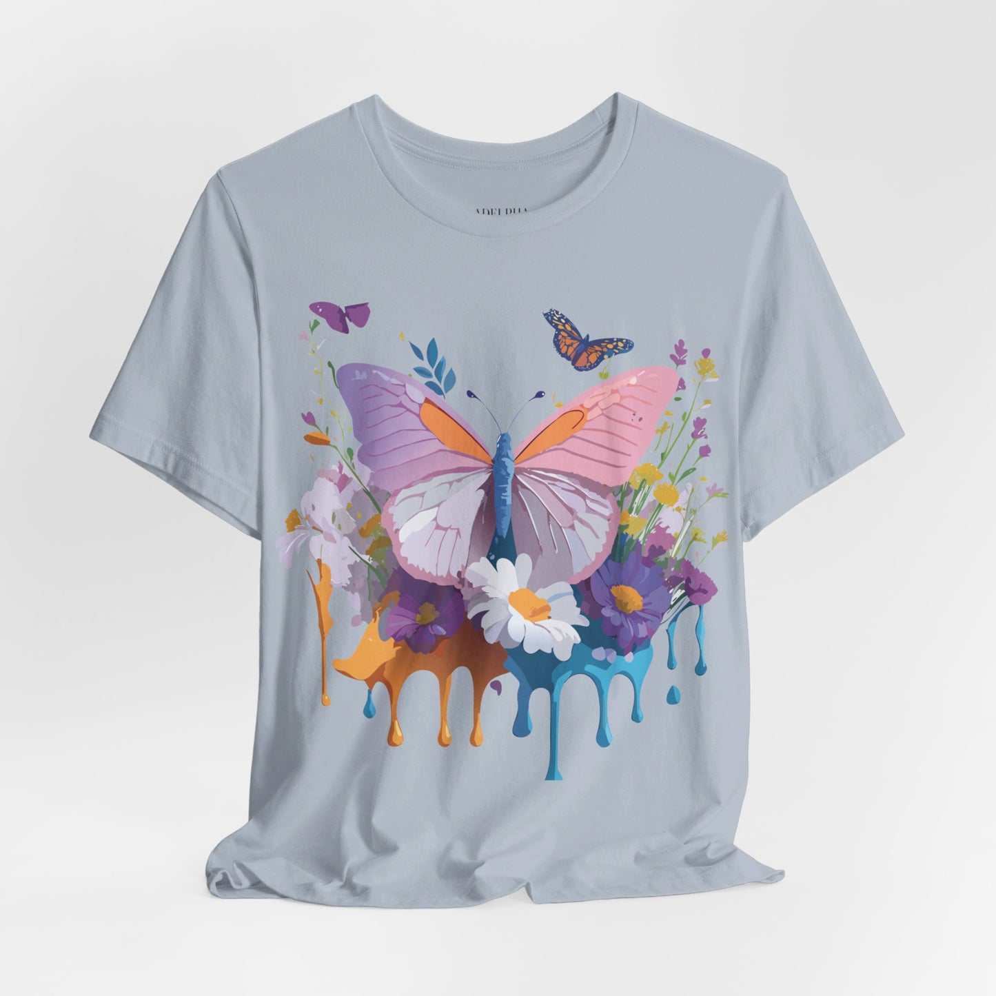 Natural Cotton Tee Shirt with Butterfly