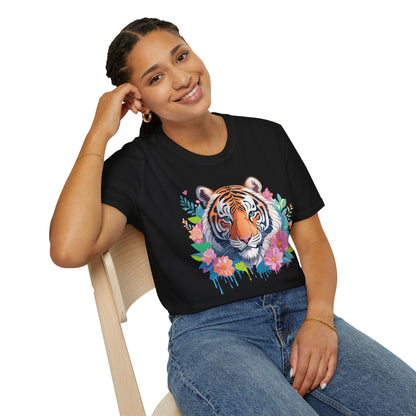 Tiger Themed Unisex Cotton Short Sleeve T Shirt Animal Print Tee