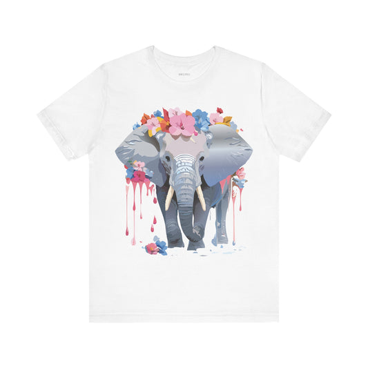 Natural Cotton Tee Shirt with Elephant