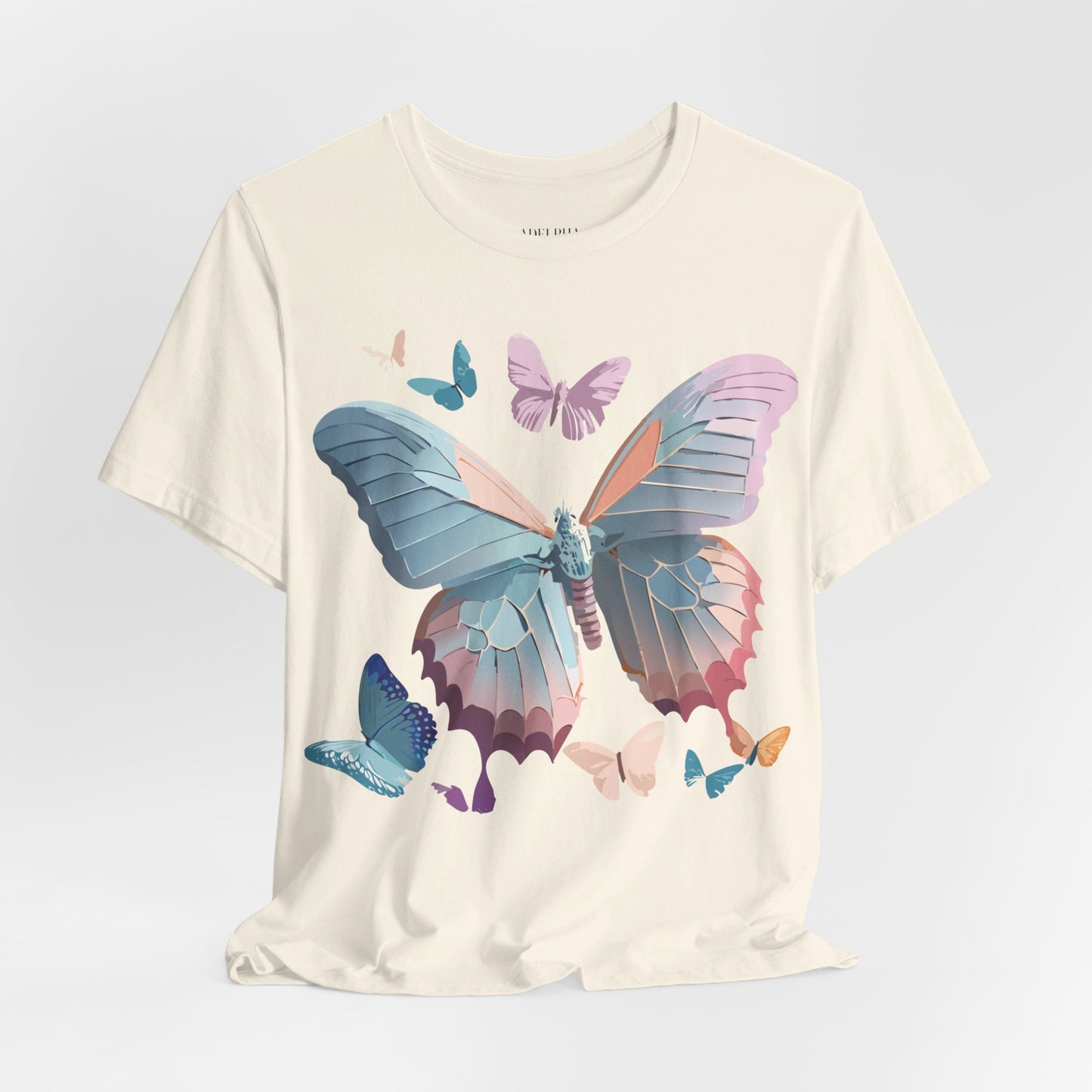 Natural Cotton Tee Shirt with Butterfly