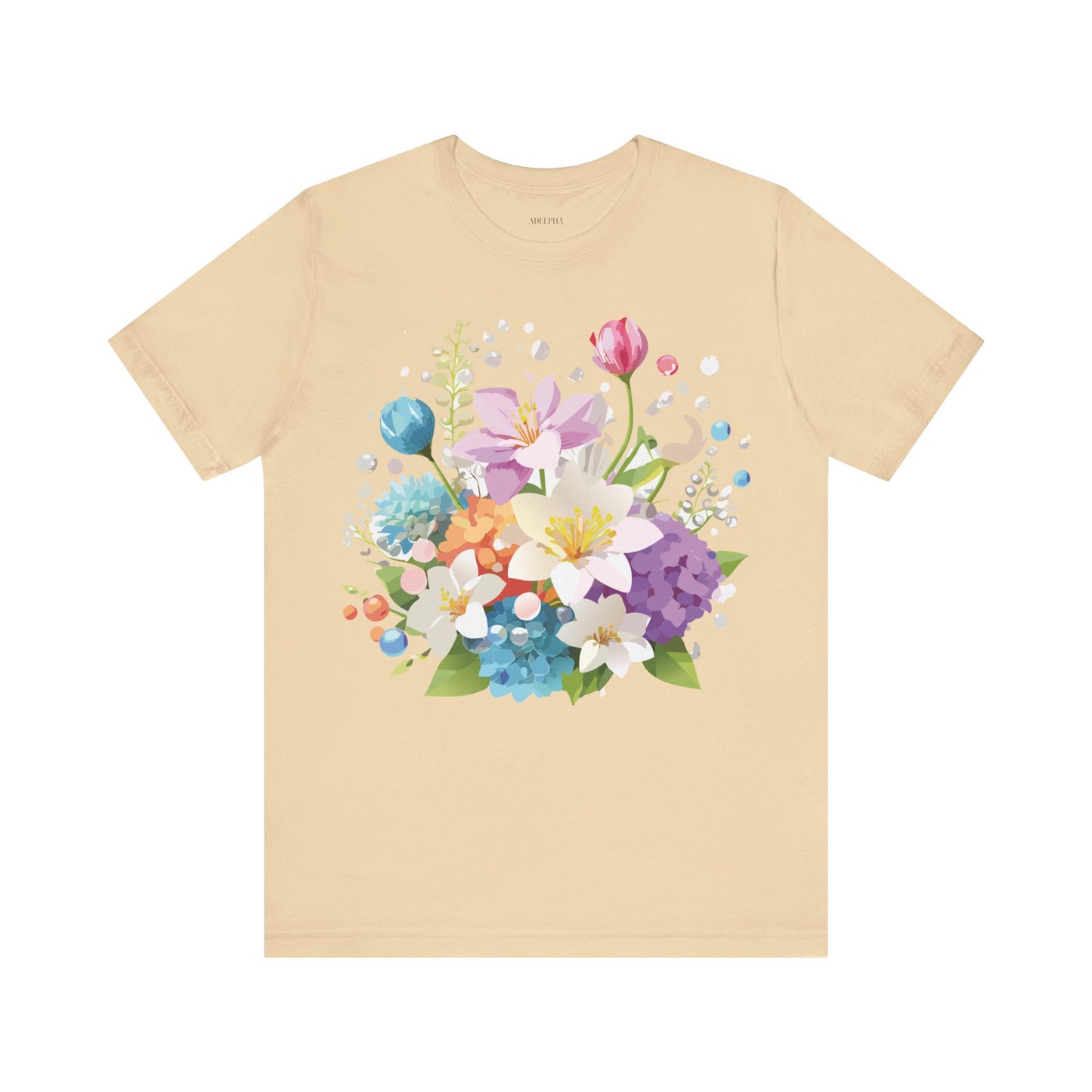 Natural Cotton Tee Shirt with Flowers