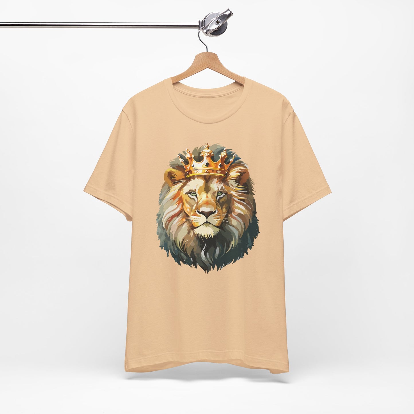 Lion with Crown Tee Unisex Cotton T-Shirt Regal King Lion Illustration, Wildlife Graphic Shirt - 1