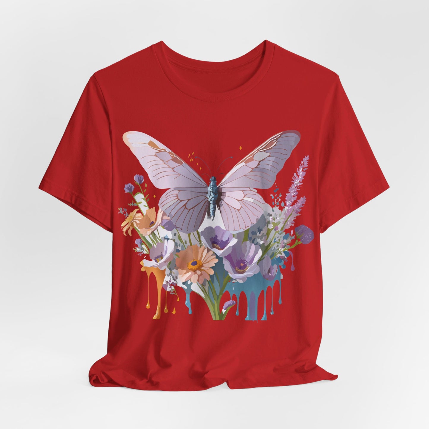 Natural Cotton Tee Shirt with Butterfly