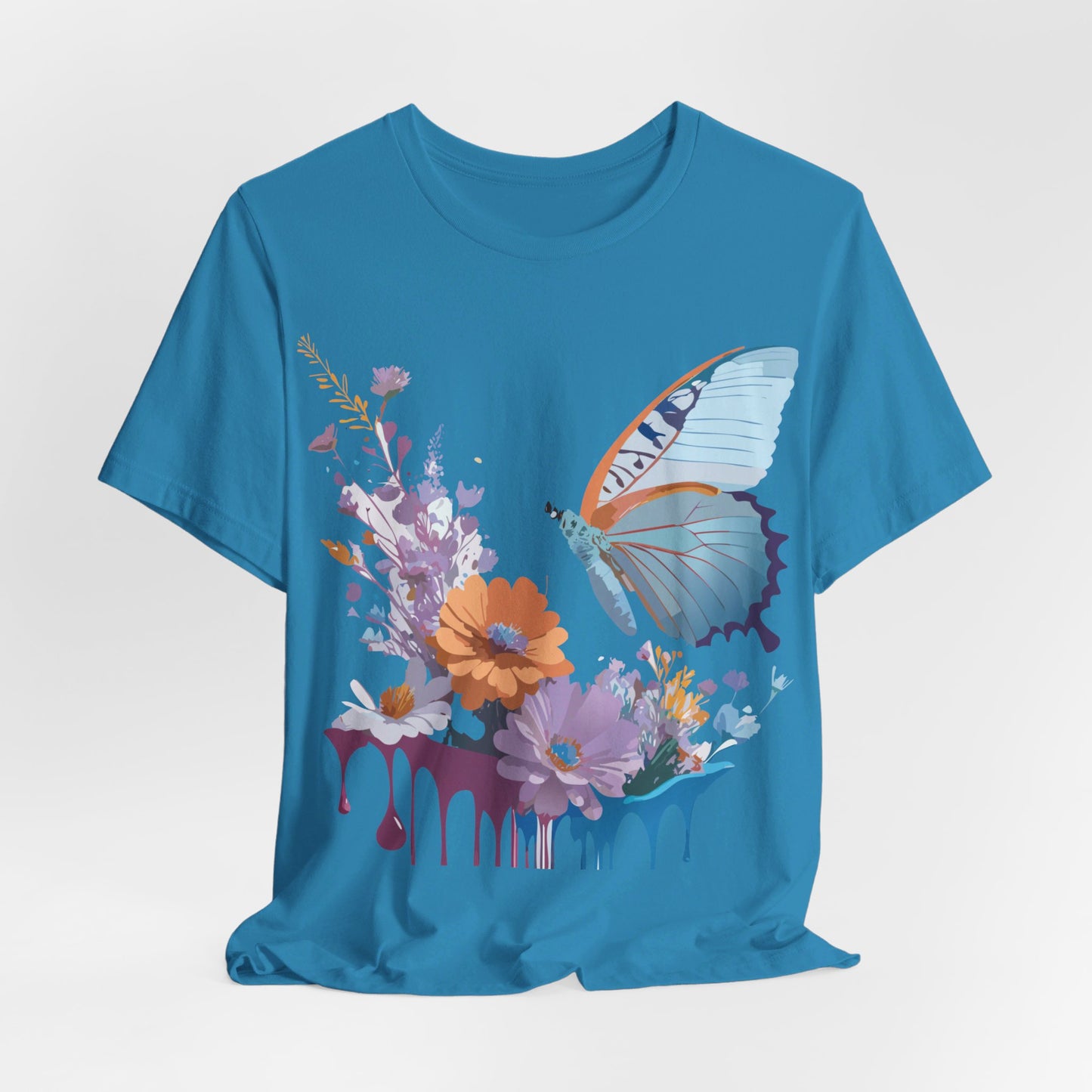 Natural Cotton Tee Shirt with Butterfly