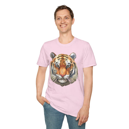 Tiger Print Unisex T Shirt Softstyle 64000 Gildan Ring Spun Cotton Tee