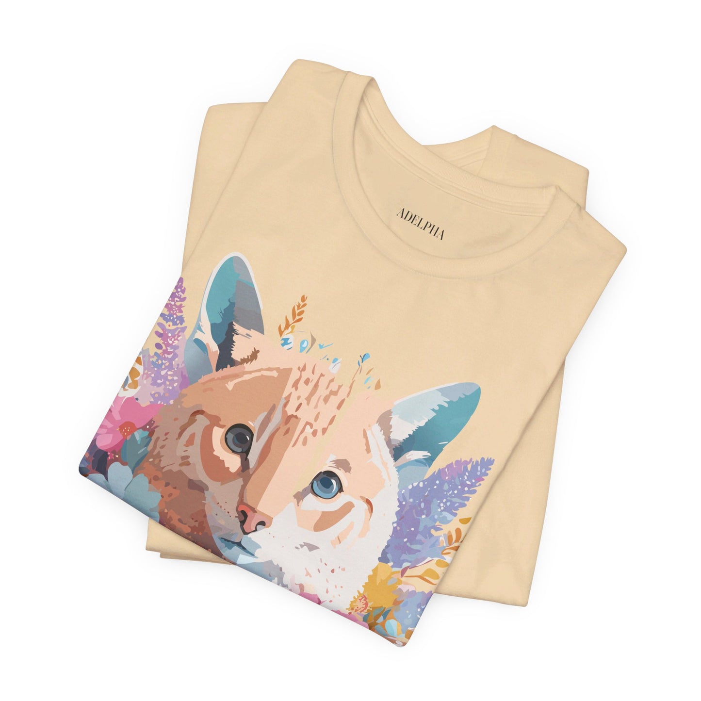 Natural Cotton Tee Shirt with Cat