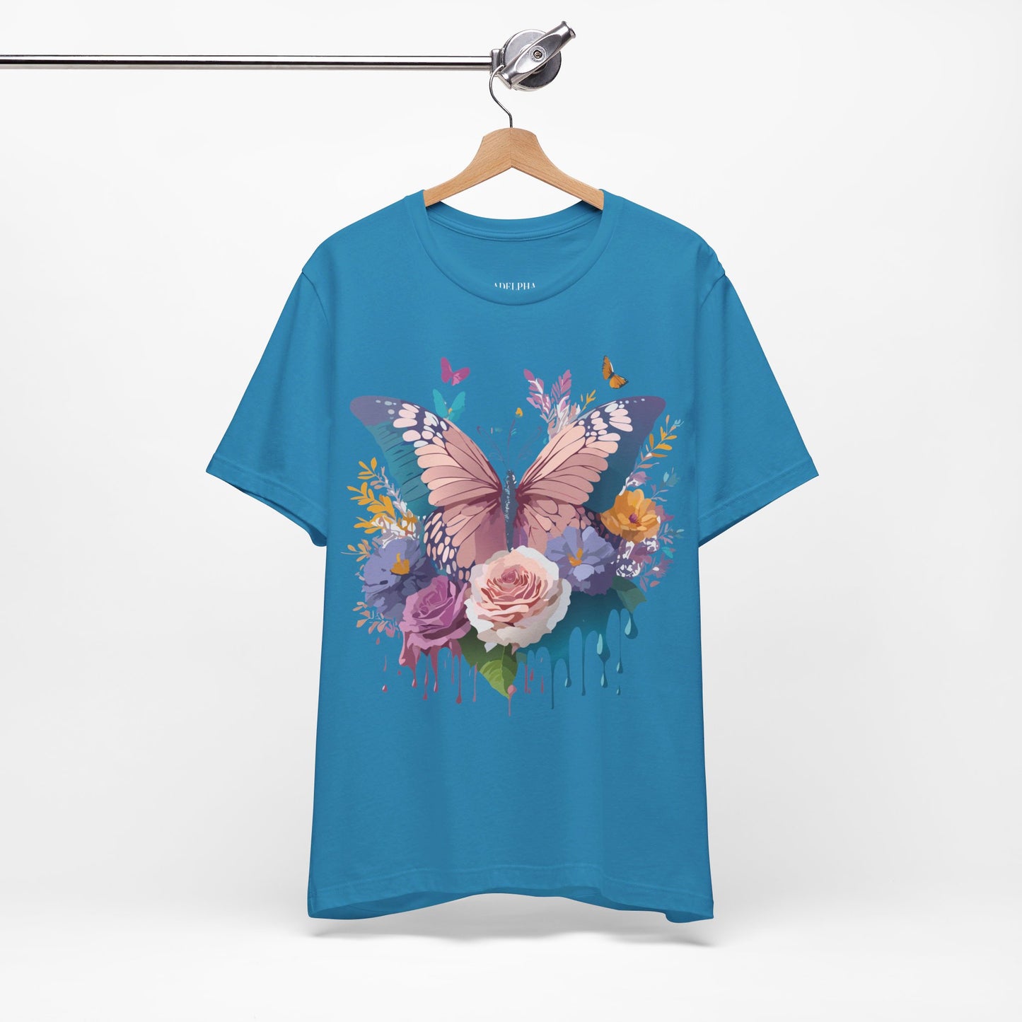 Natural Cotton Tee Shirt with Butterfly